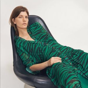 Whistles US 8 green zebra tiger dress NWOT